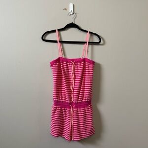 Betsey Johnson Intimates Y2K pink striped terry cloth romper